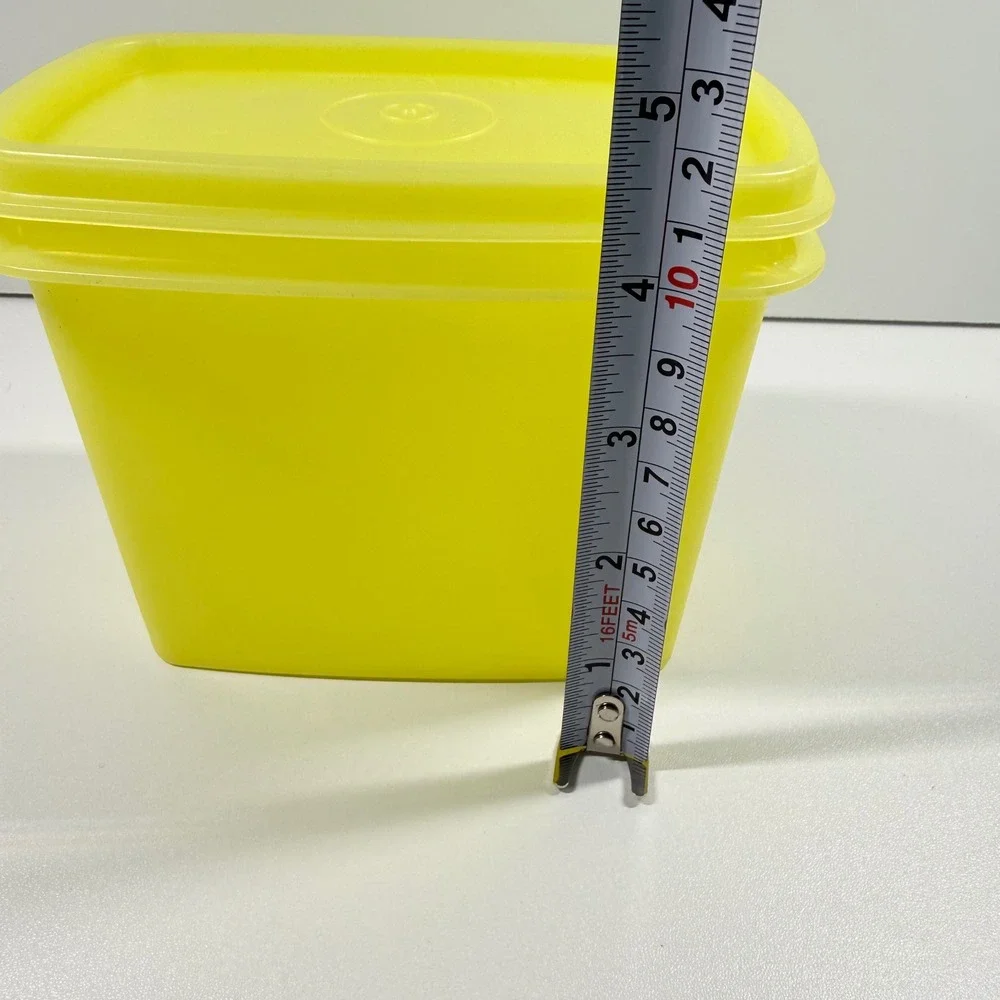 Tupperware Vintage Yellow Square Food Storage Container Lid 1244-5 Retro 5.5